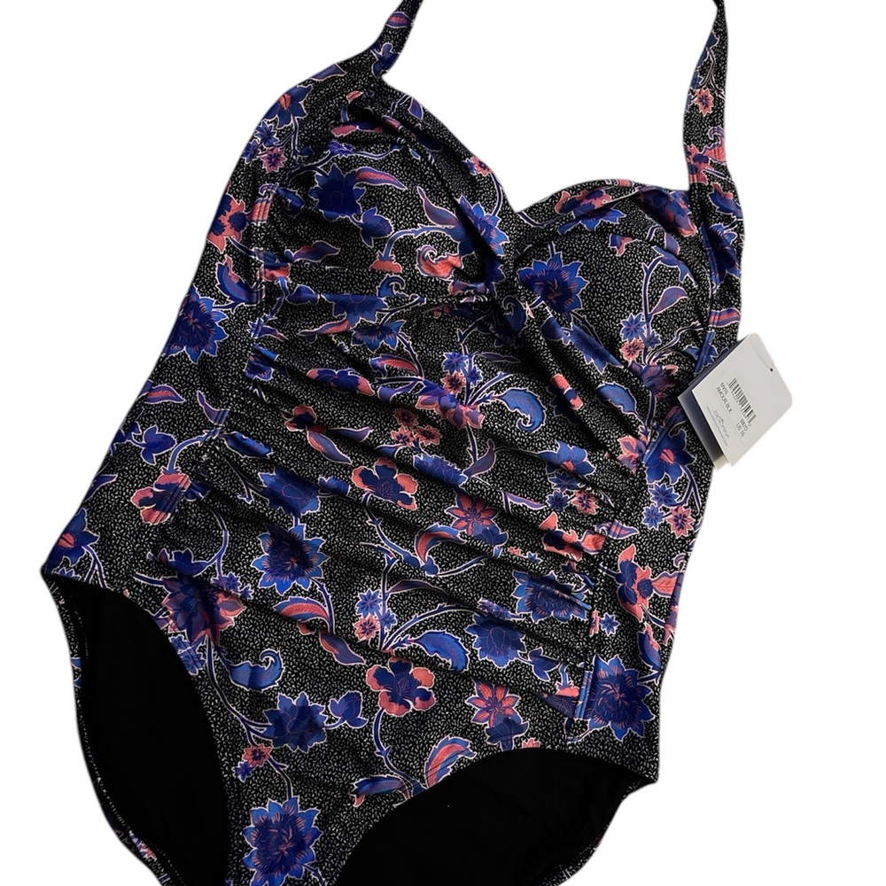 NWT AquaShape by Dolfin Black Floral Swimsuit